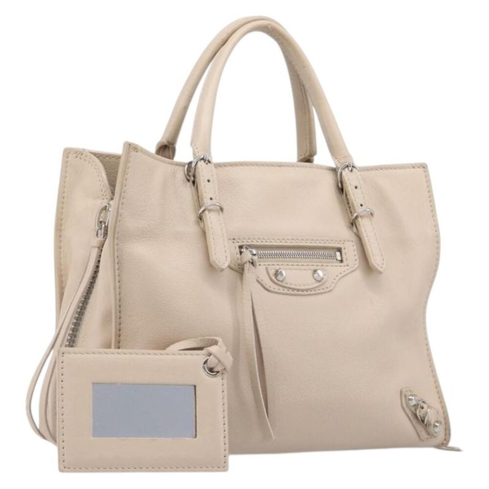 Balenciaga Papier A4 Zip Around Classic Studs Leather Gray Leather Handbag
